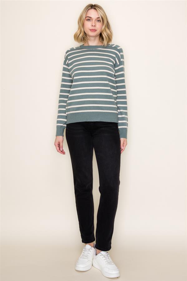 Striped Raglan Long Sleeve Sweater