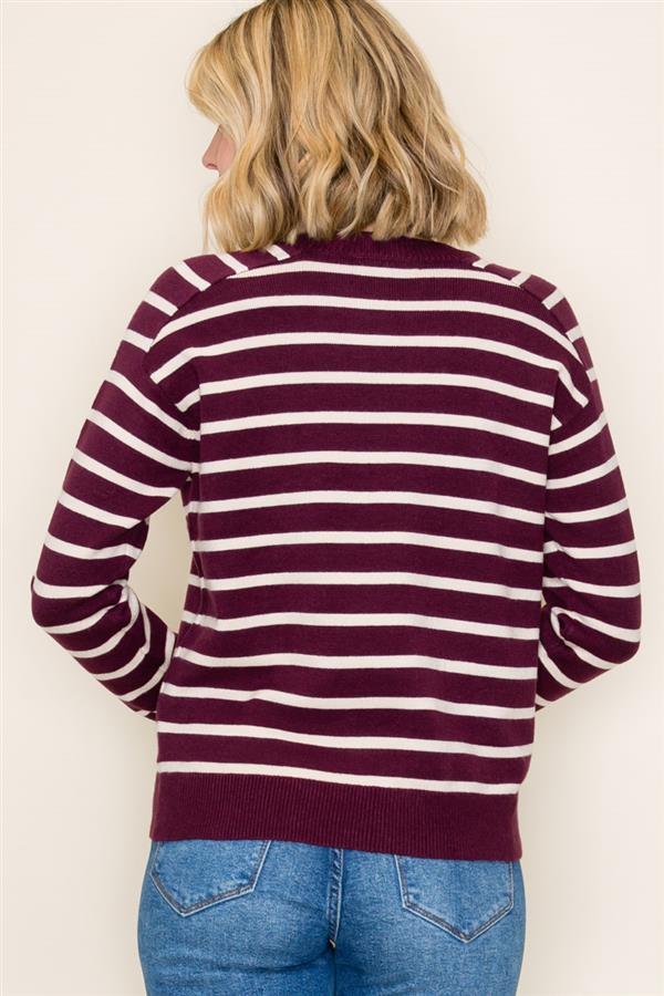 Striped Raglan Long Sleeve Sweater
