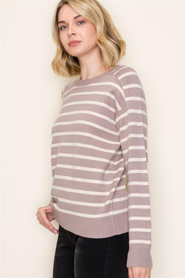 Striped Raglan Long Sleeve Sweater