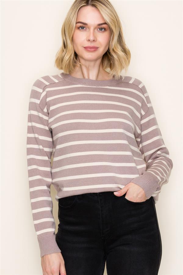 Striped Raglan Long Sleeve Sweater