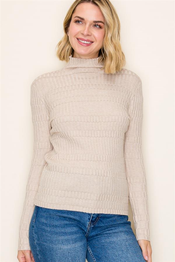Mock Neck Long Sleeve Pullover Sweater