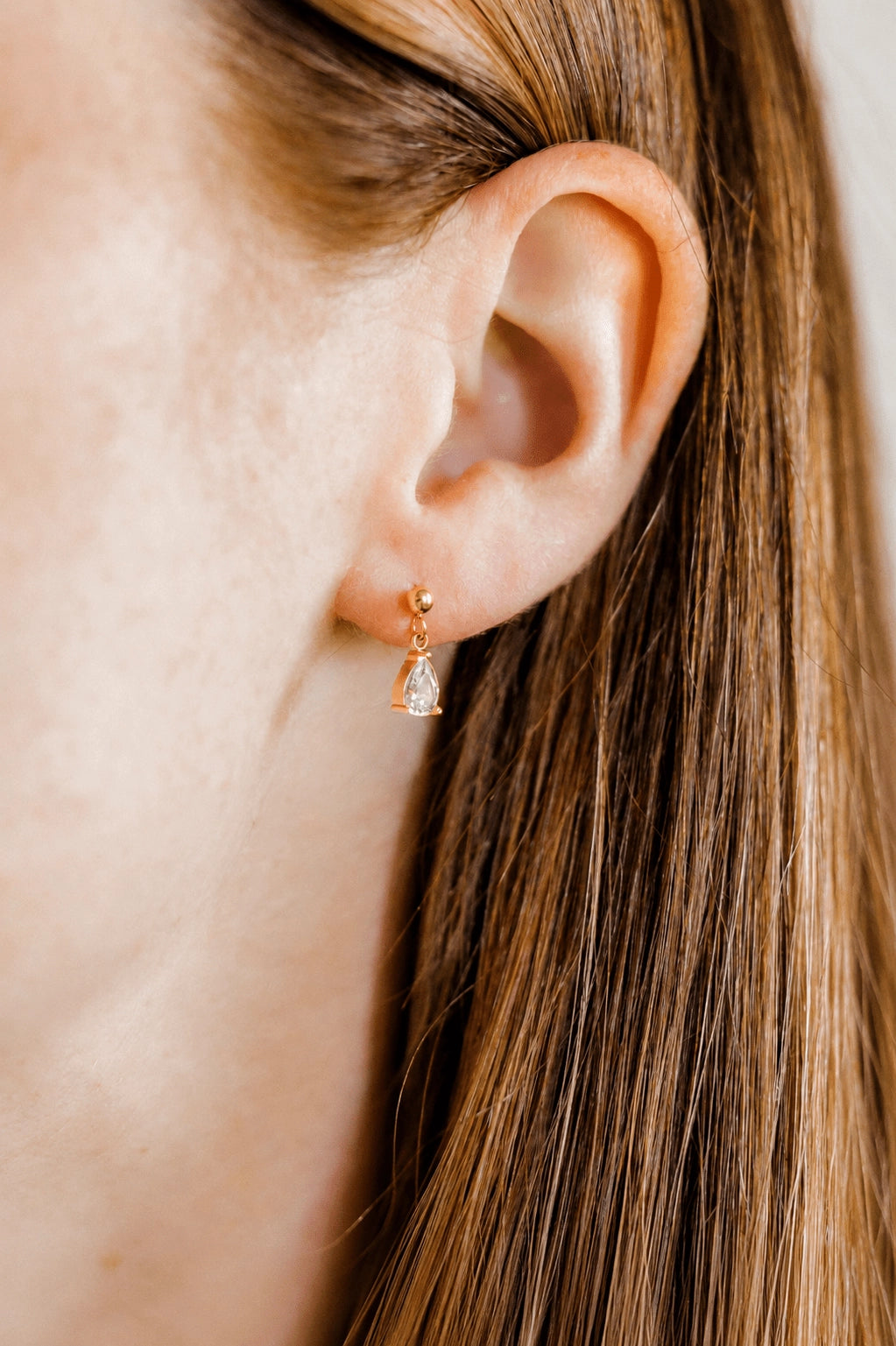 Millie Teardrop CZ Gold Screwback Stud Earrings