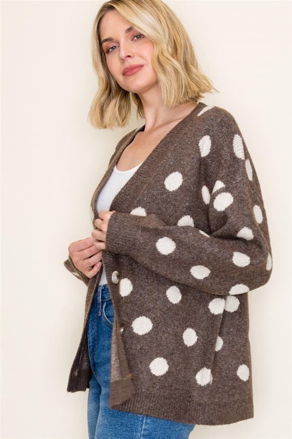 Polka Dot Oversized Cardigan Sweater