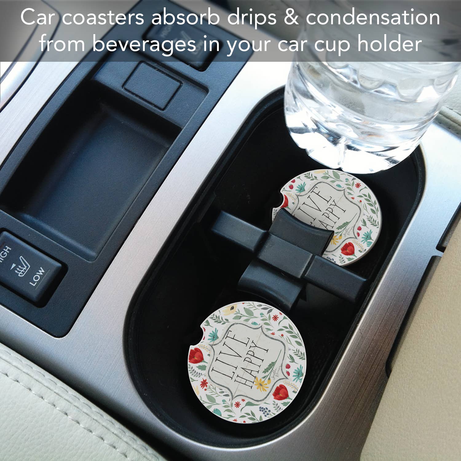 Blooming Thoughts Absorbent Stone Car Coaster 1 Pk