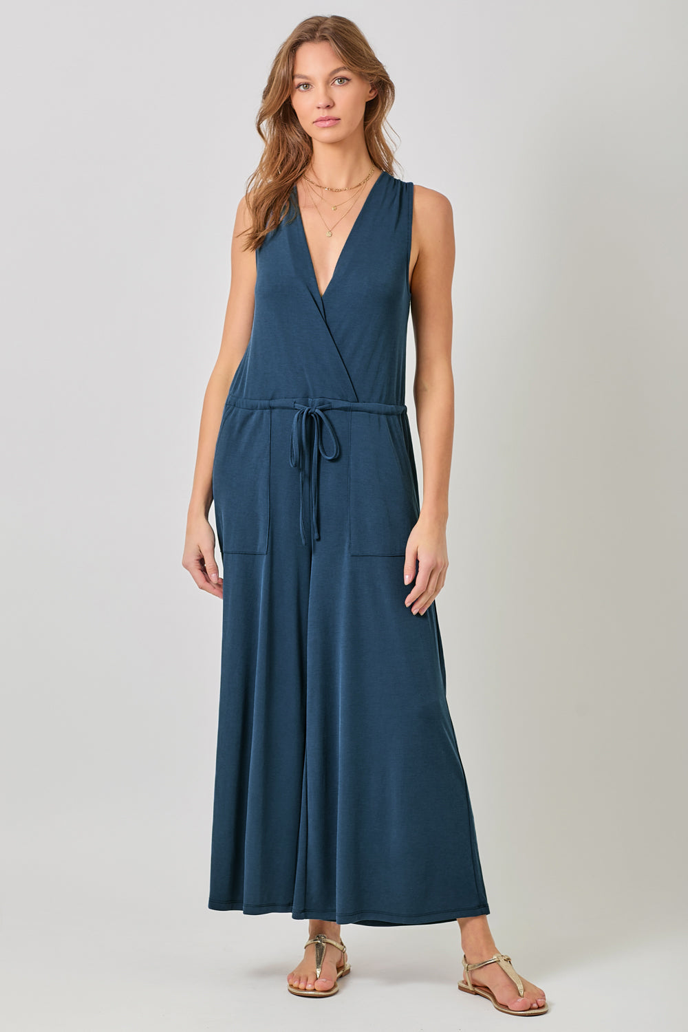 Ribbed Surplice Jumpsuit FINAL SALE