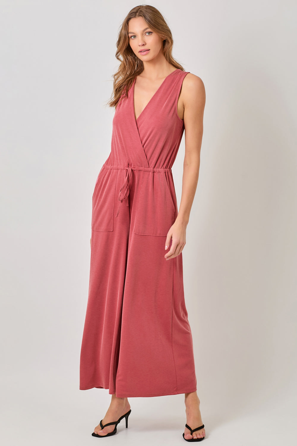 Ribbed Surplice Jumpsuit FINAL SALE
