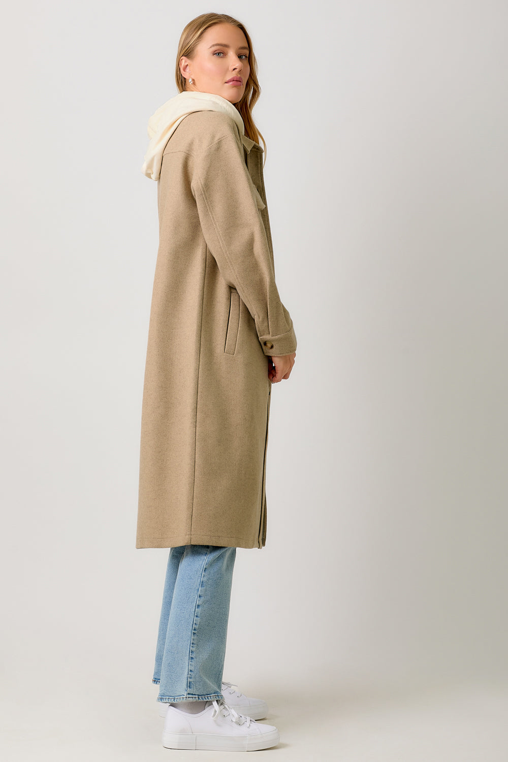 Hooded Solid Color Coat