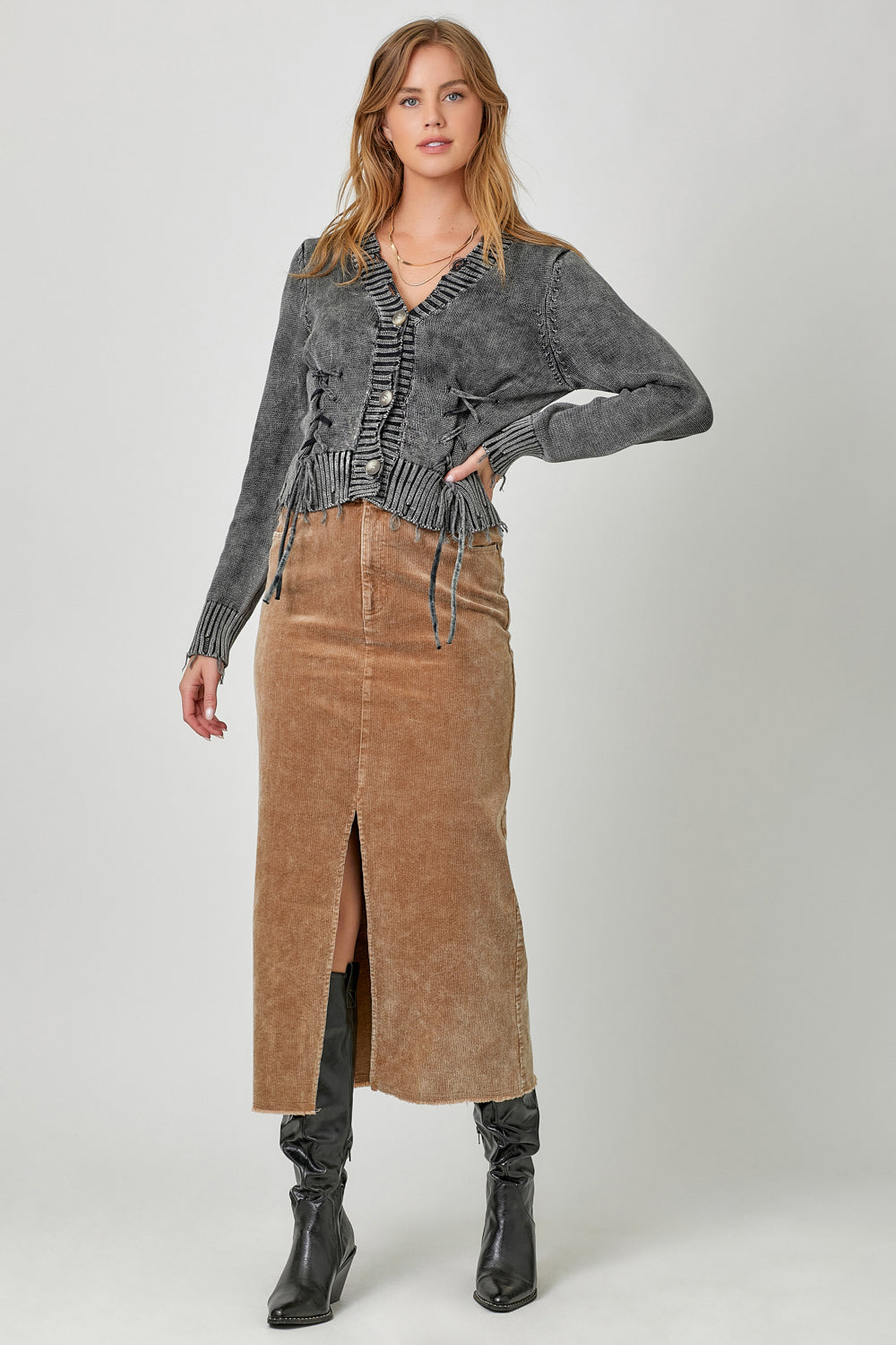 z Front Slit Corduroy Skirt FINAL SALE