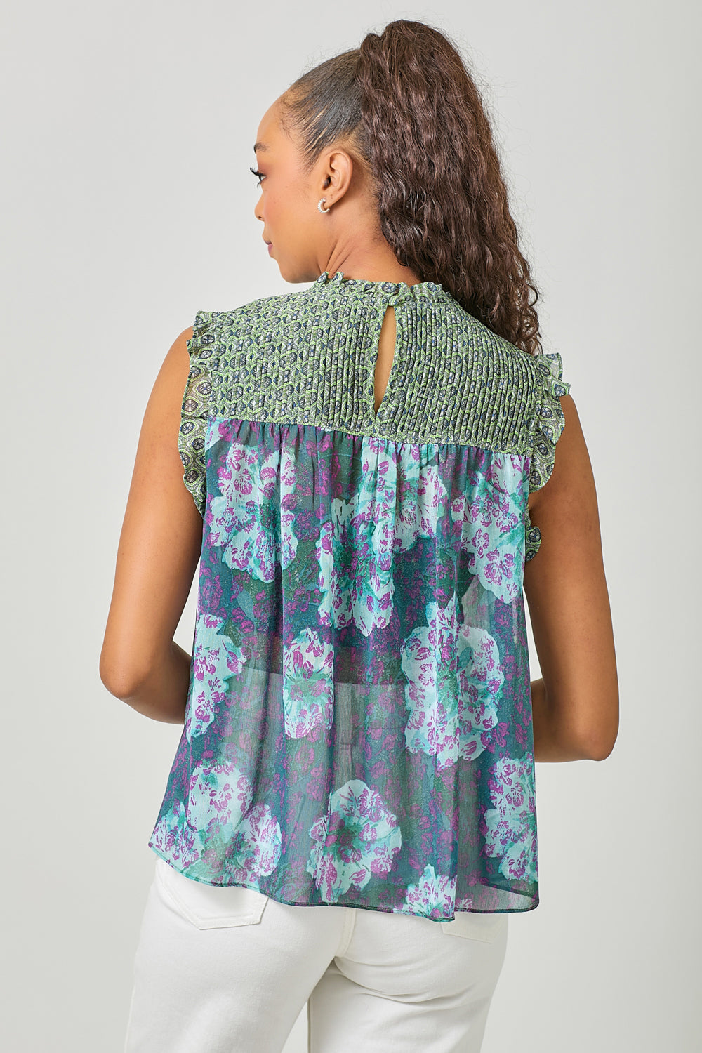 Ruffled Floral Print Top FINAL SALE