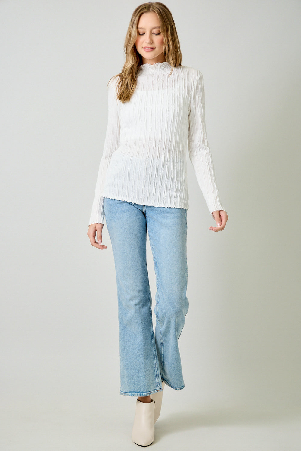 Lettuce Edge Texture Knit Top