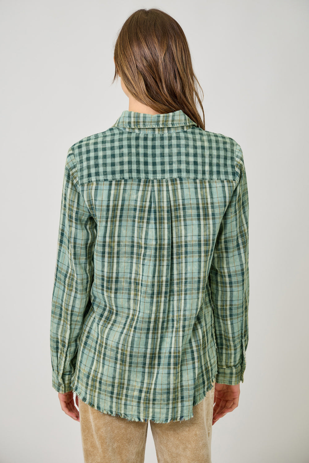 Fringe Bottom Plaid Shirt
