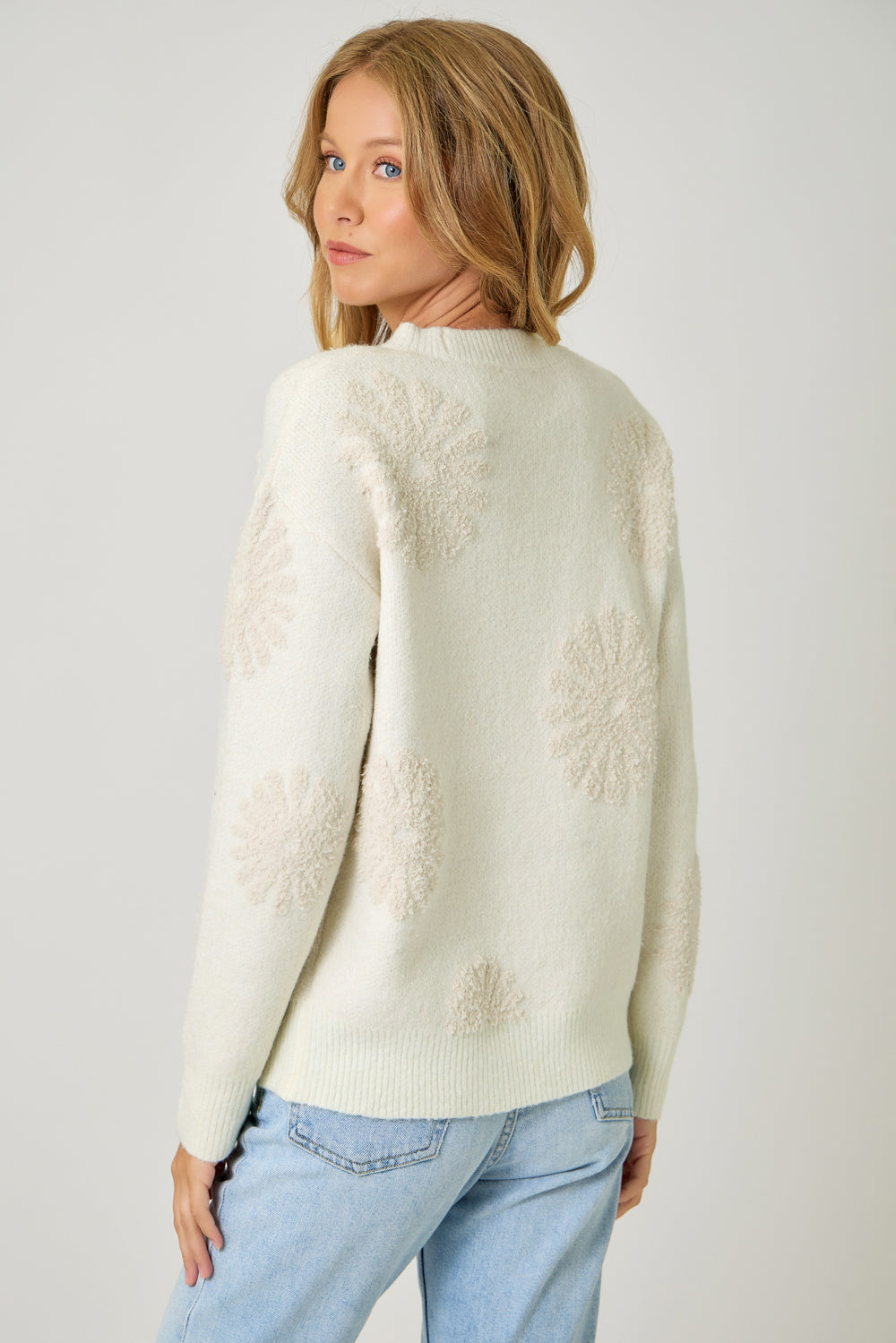 Floral Flocked Sweater