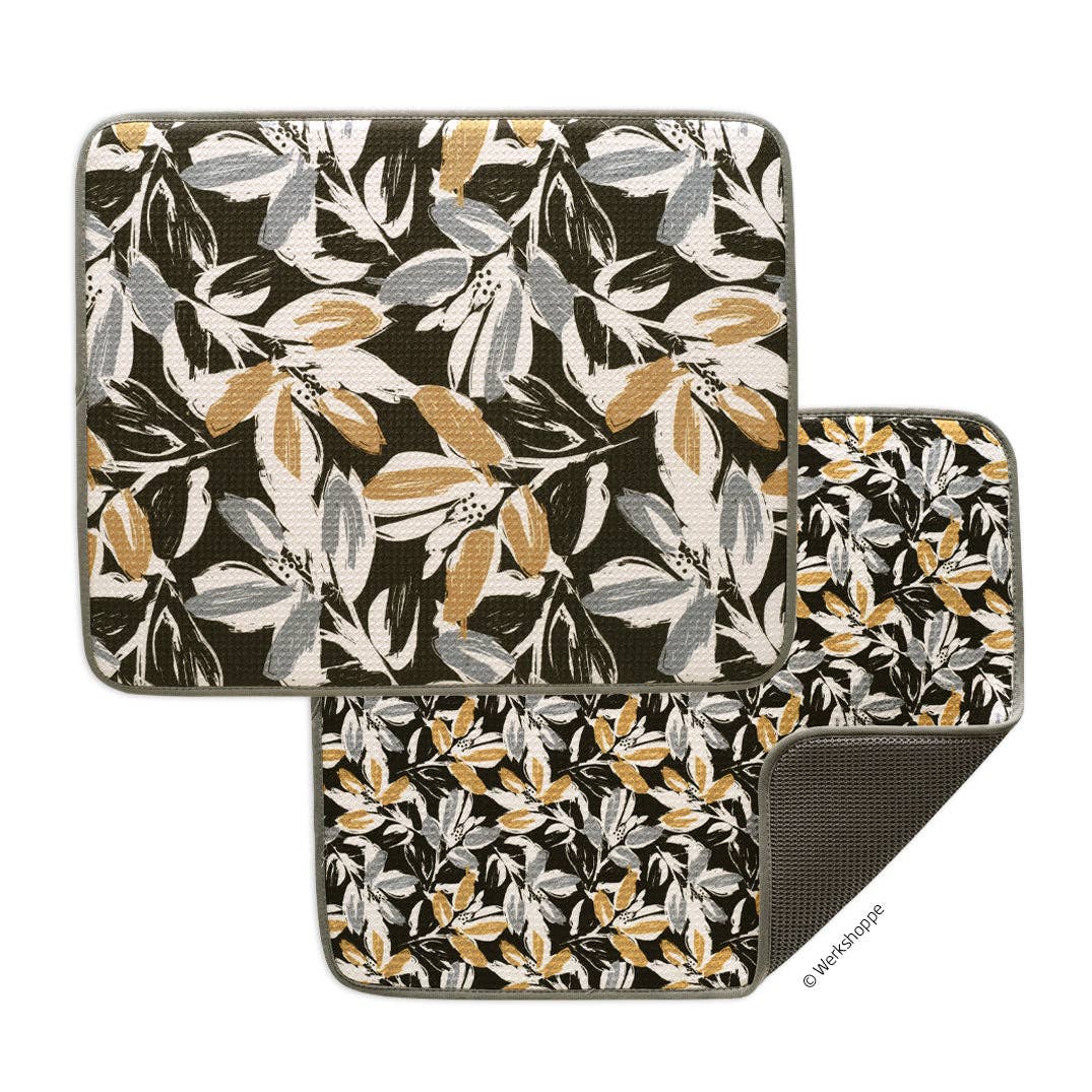 Leaf Tiles Dish Drying Mats, Set of 2