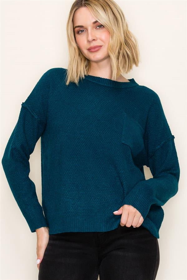 Textured Sweater w/ Chest Pocket