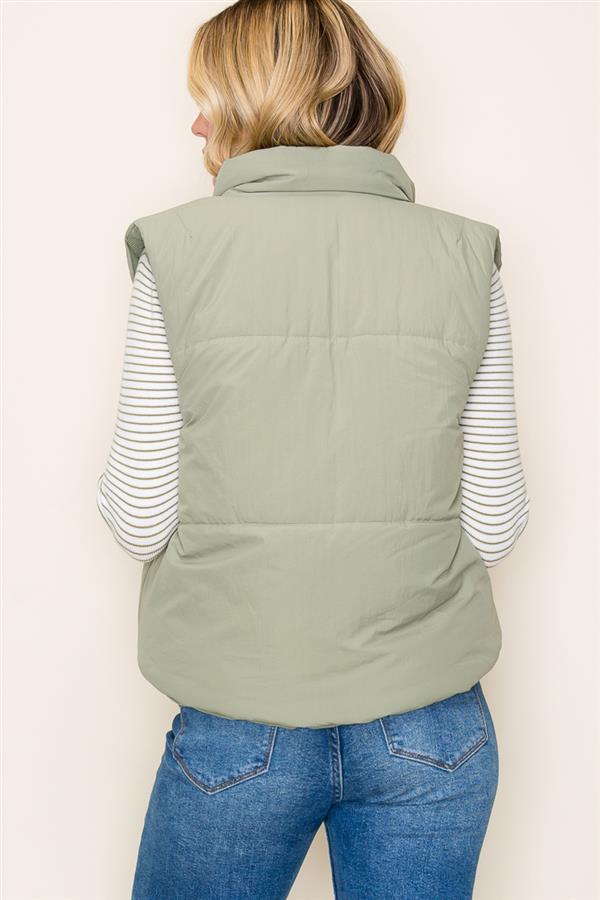 Corduroy Reversible Puffer Vest