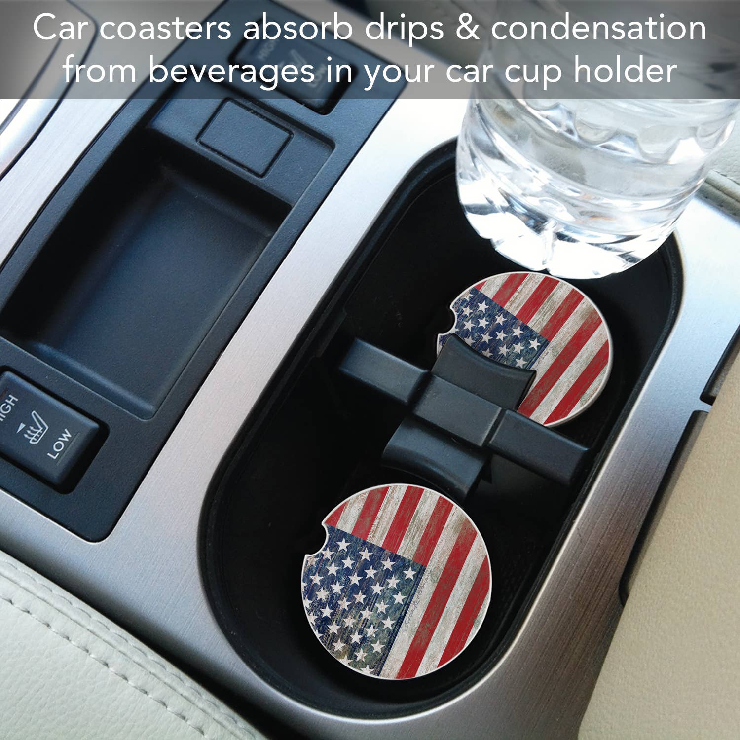Americana Absorbent Stone Car Coaster 1 Pk