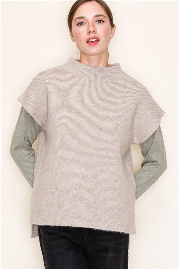 Mock Neck Drop Shoulder Sweater