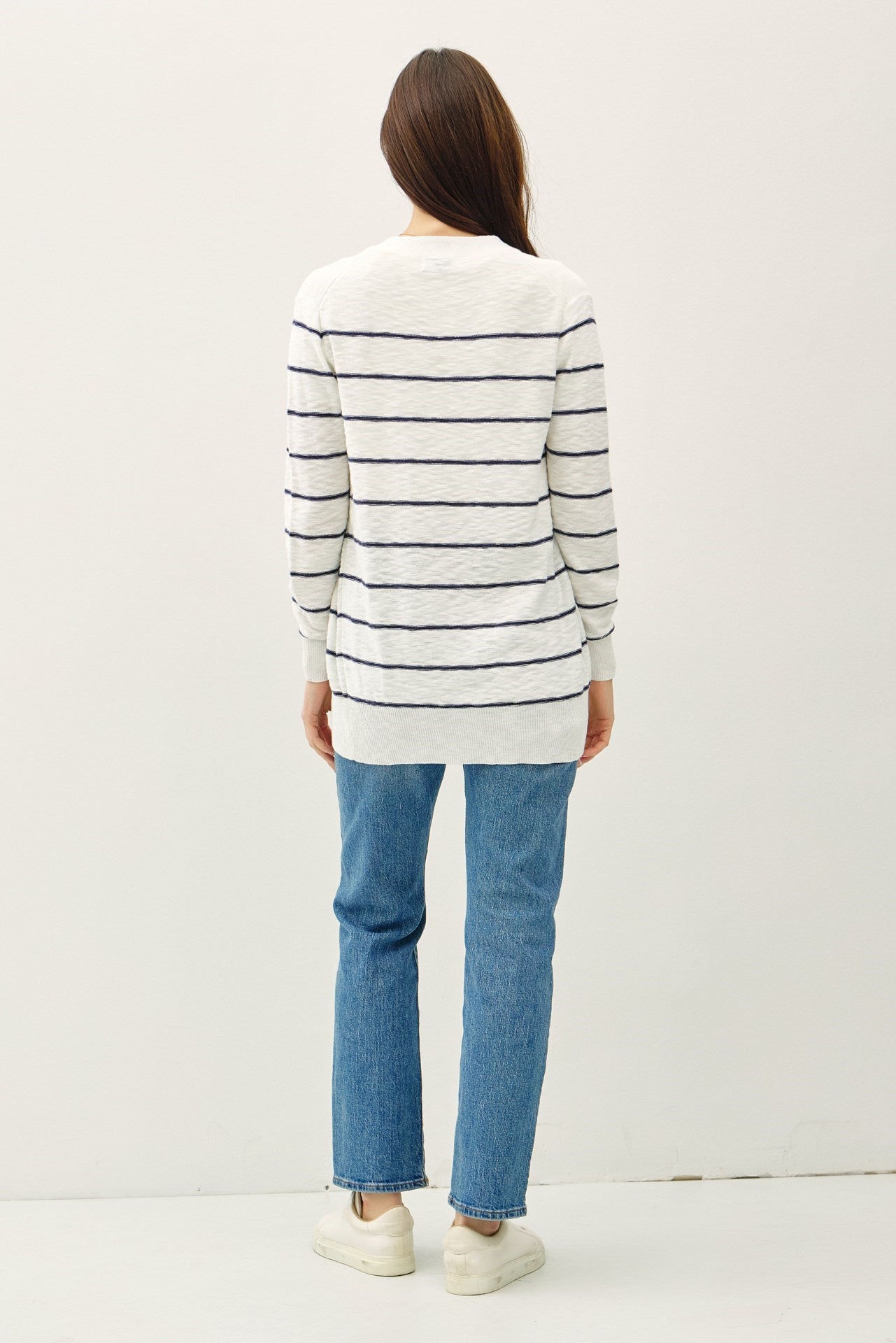 Striped Cotton Slub Cardigan