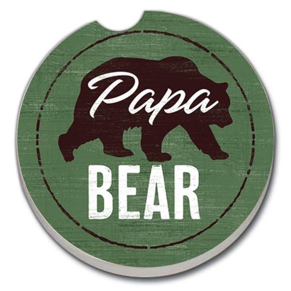 Papa Bear Absorbent Stone Car Coaster 1 Pk