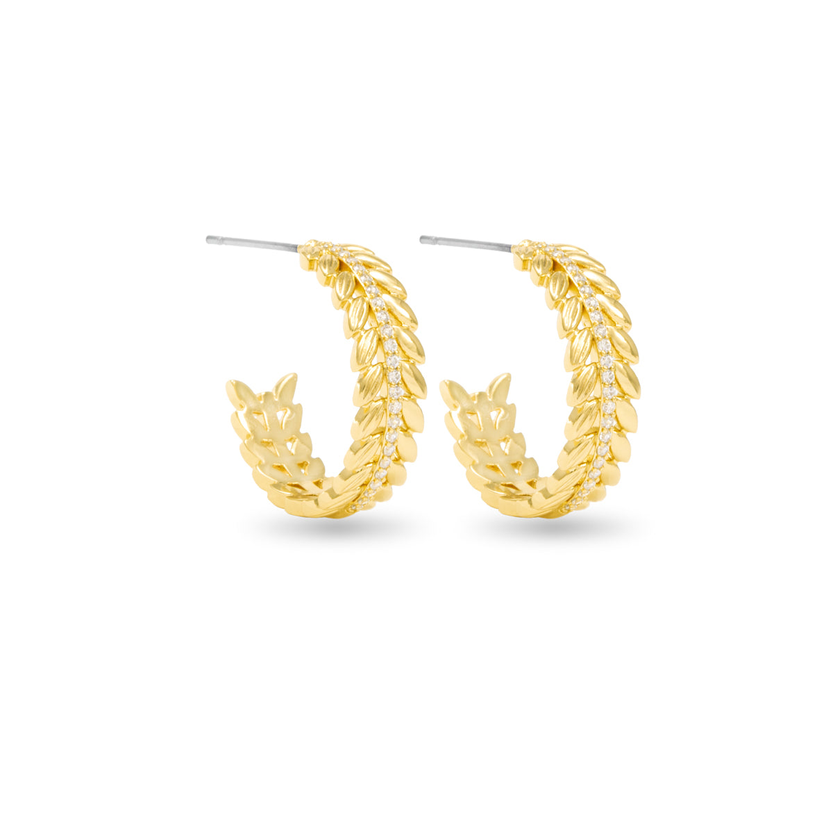 Kylie Polished Feather Gold Hoops