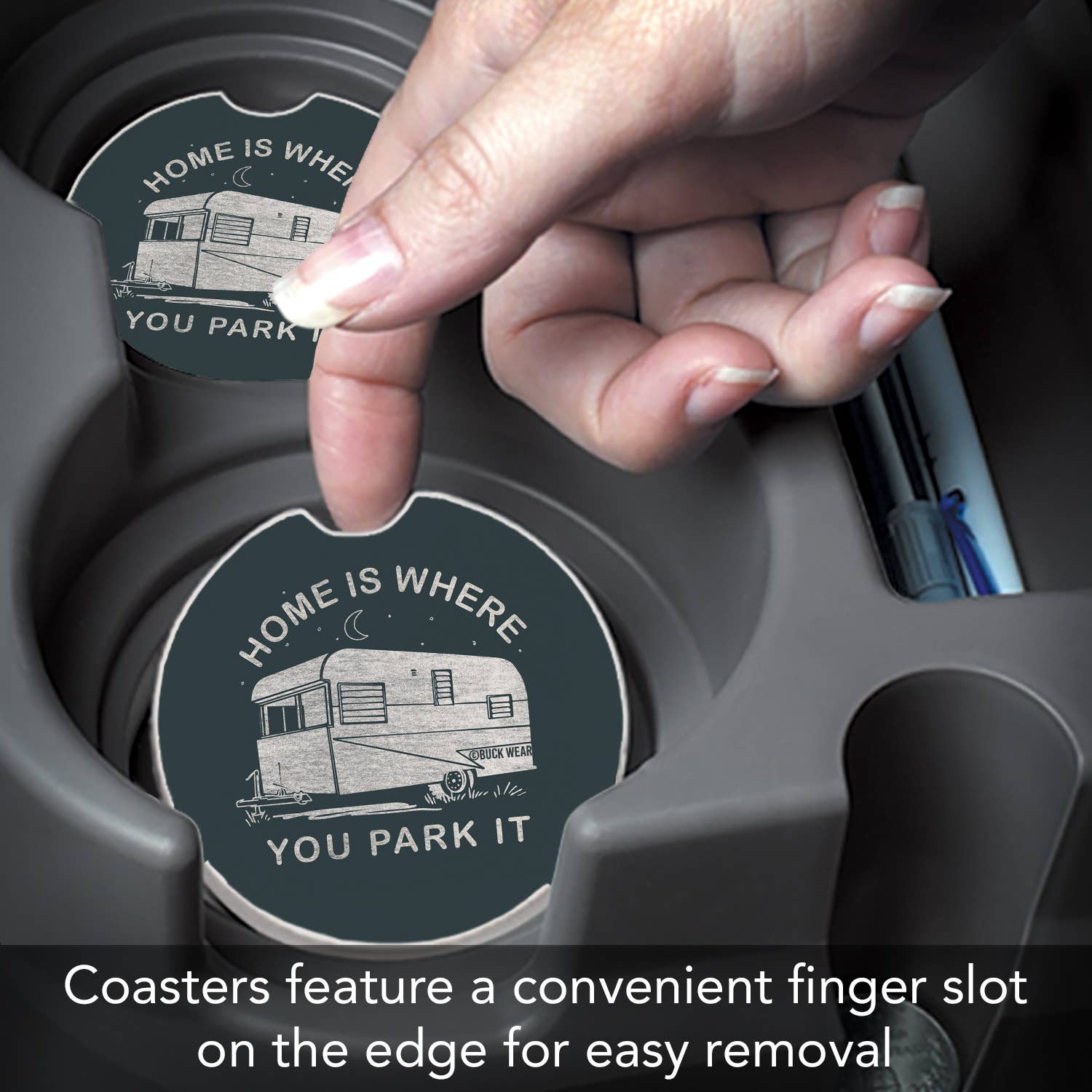 Park It Absorbent Stone Car Coaster 1pk