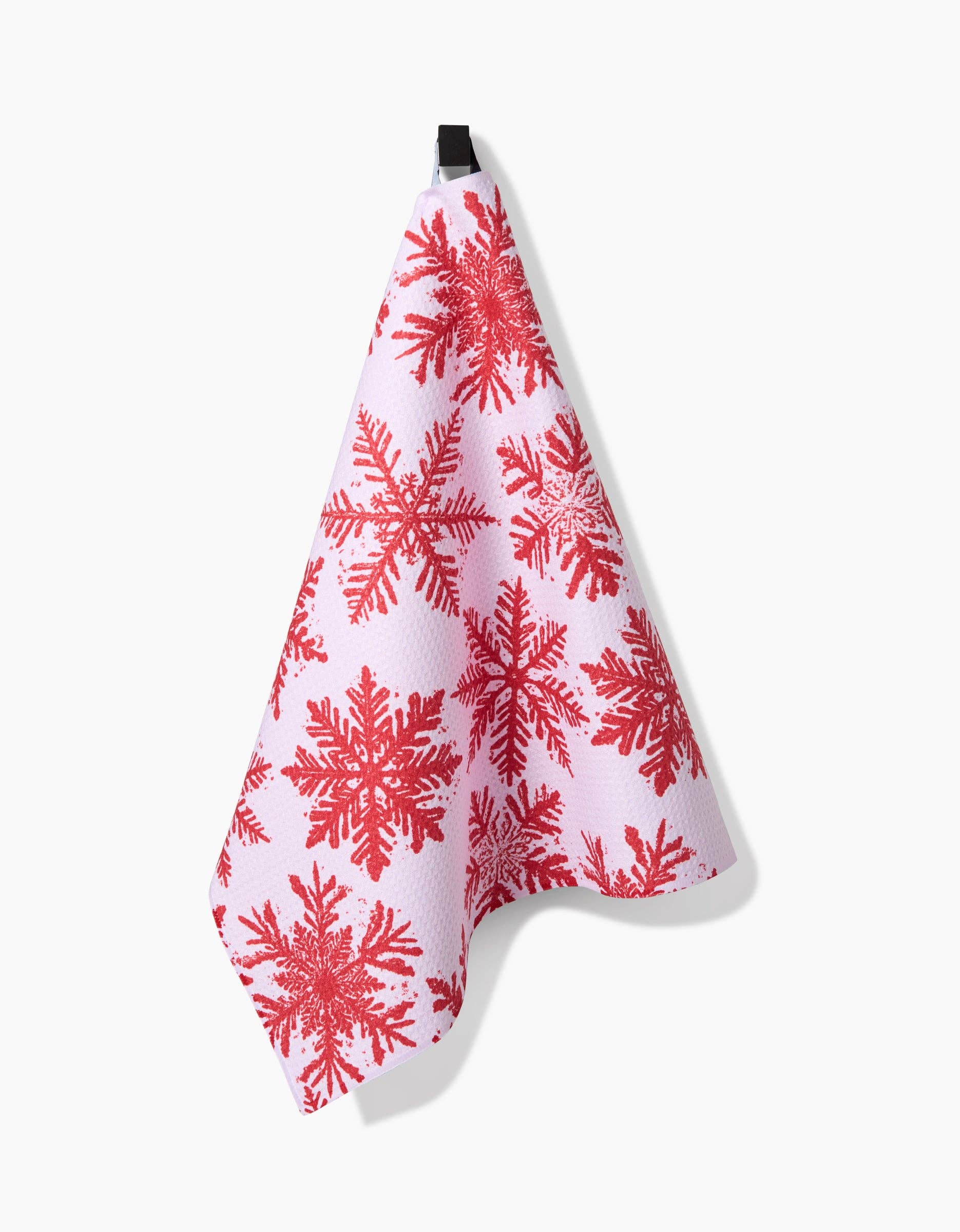 Geometry Snowy Days Red Tea Towel