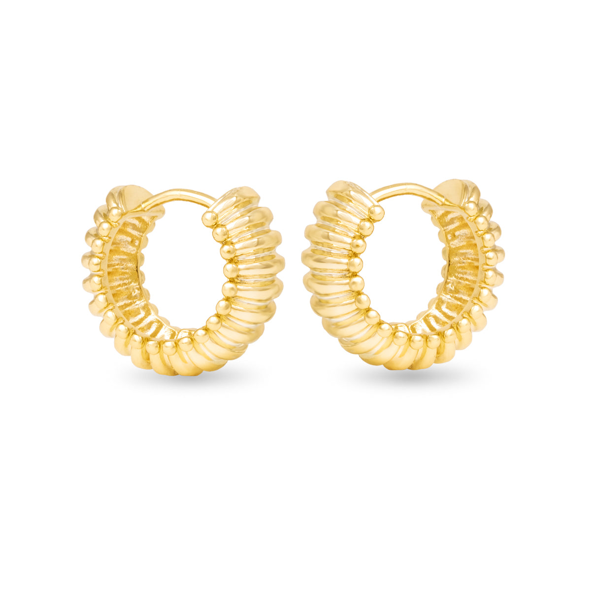 Natalie Polished Raised Rib Gold Hoops