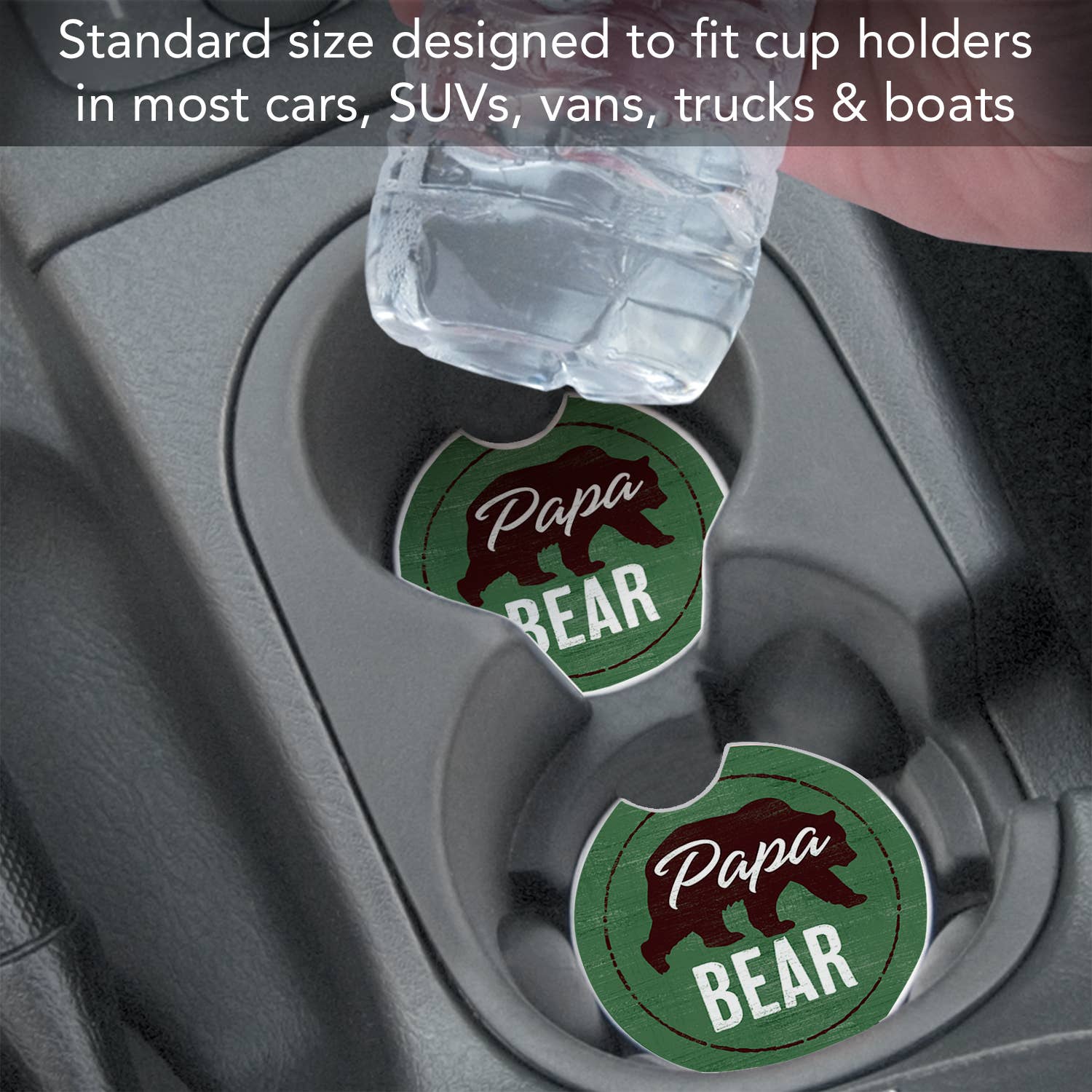 Papa Bear Absorbent Stone Car Coaster 1 Pk