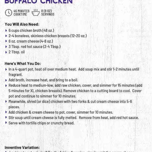 North Country Cabin Buffalo Chicken Soup