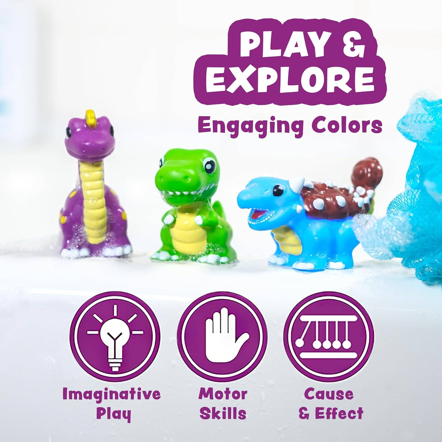 Tub Works® Dinos™ Dinosaur Light Up Bath Toys, 6 Pack