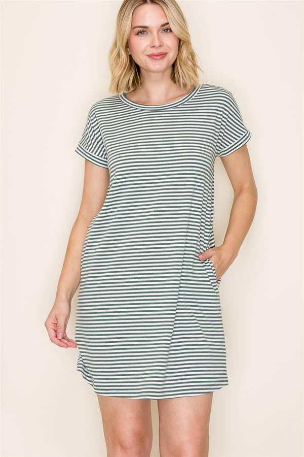 Pinstriped Shift Dress
