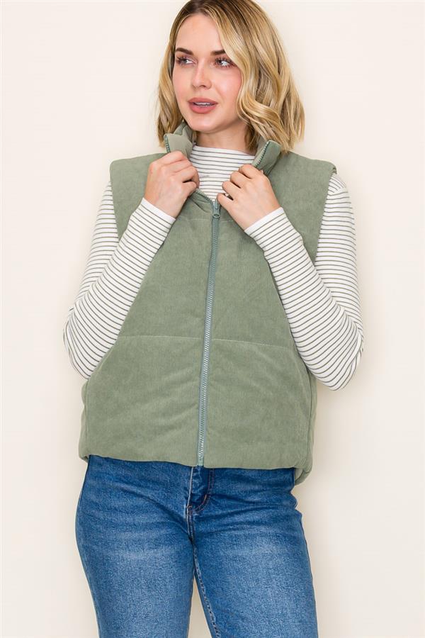 Corduroy Reversible Puffer Vest
