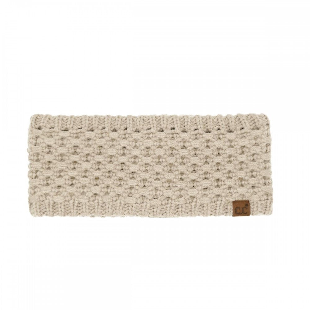 CC Cross Cell Stitch Knit HeadWrap - Beige