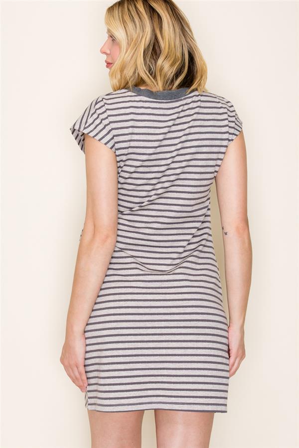 Striped Side Tie Waist Dress