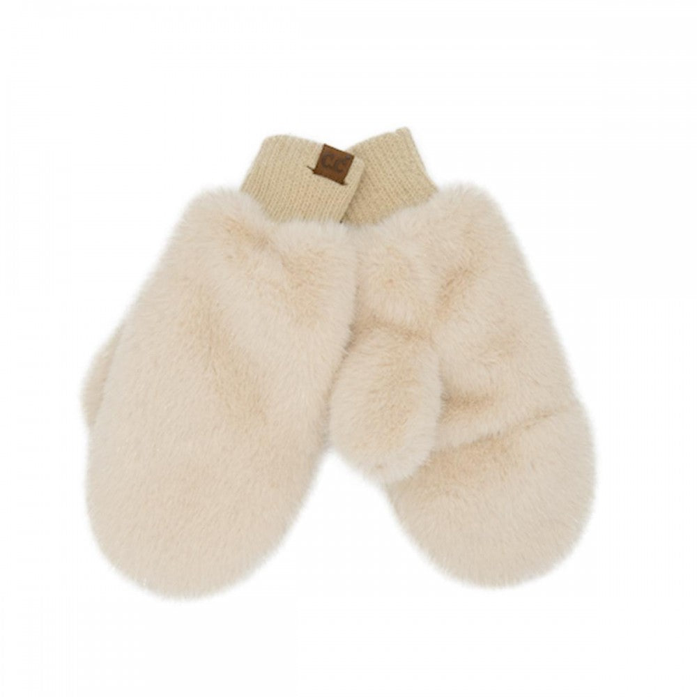 Glitter Short Fur Convertible Mitten Gloves