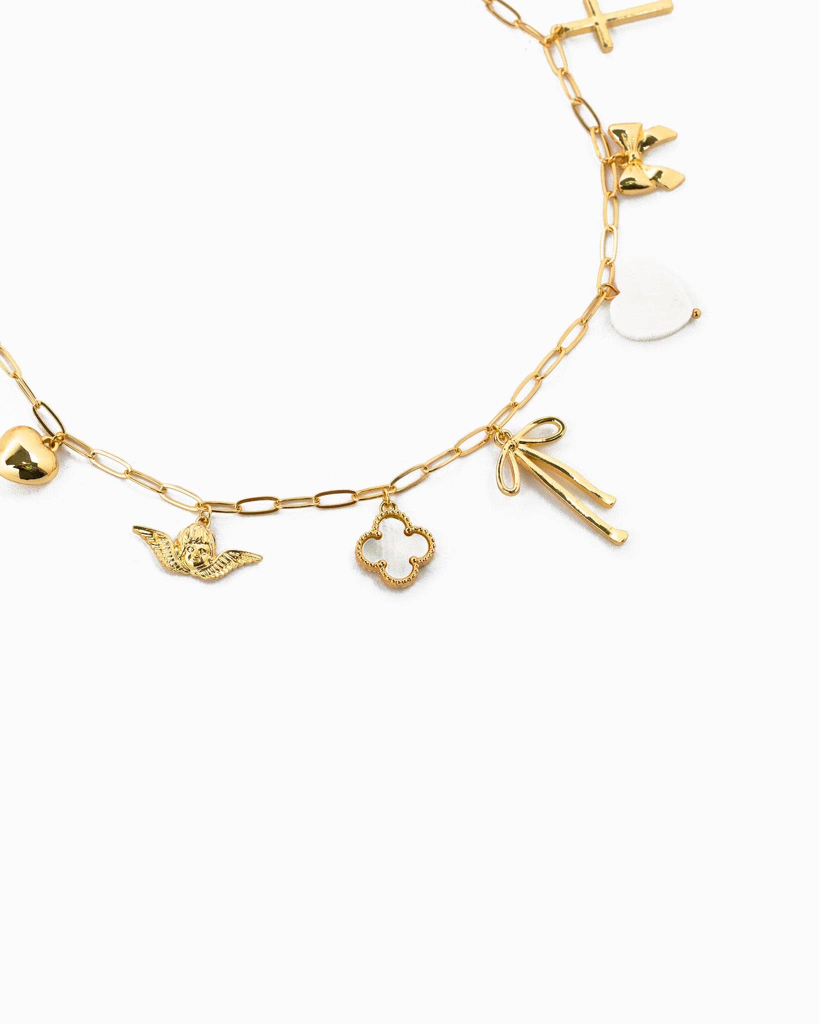 Chunky Bow Multi Gold Charm Necklace