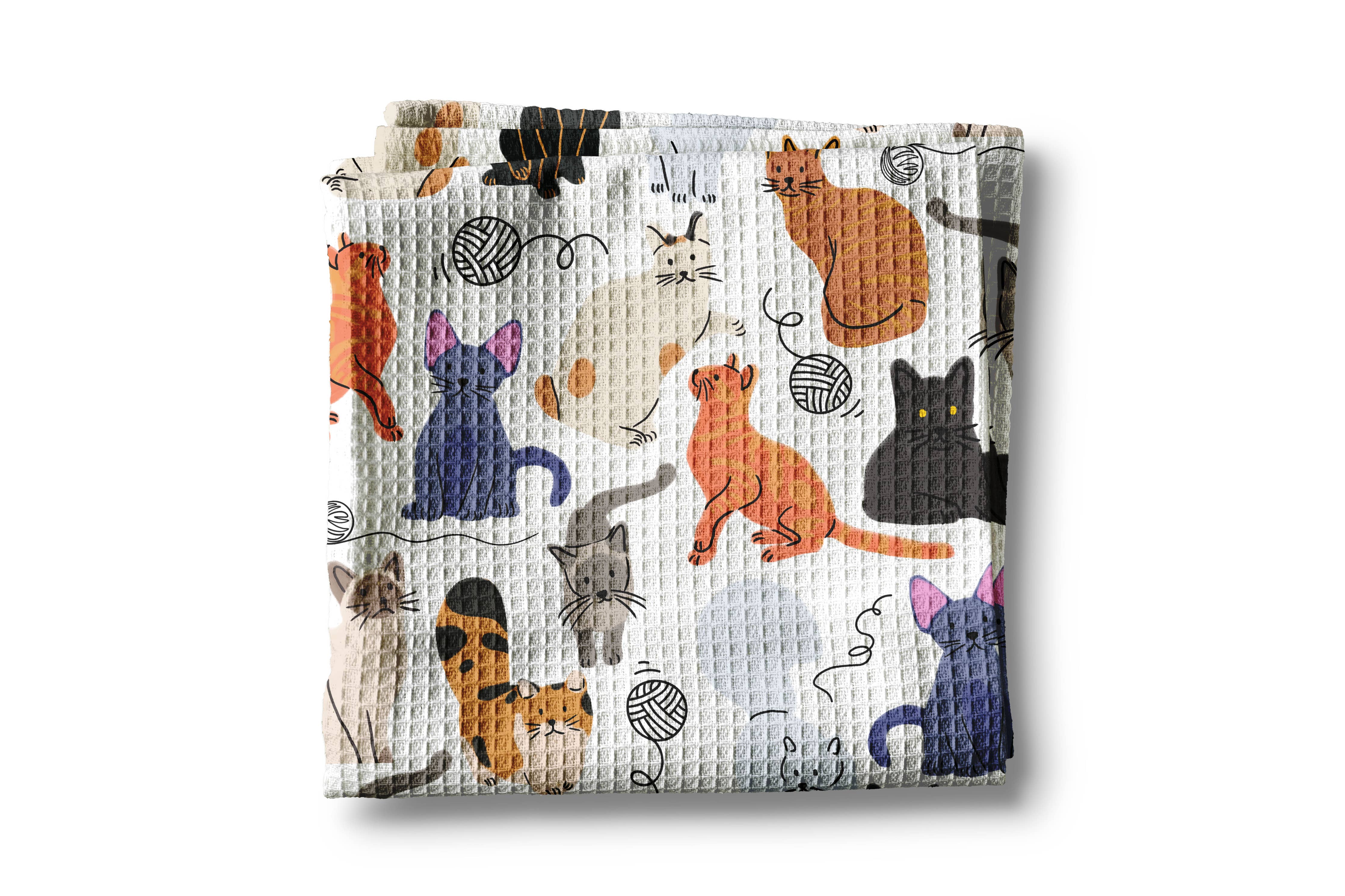 Cat Retro Decor Kitchen Towel
