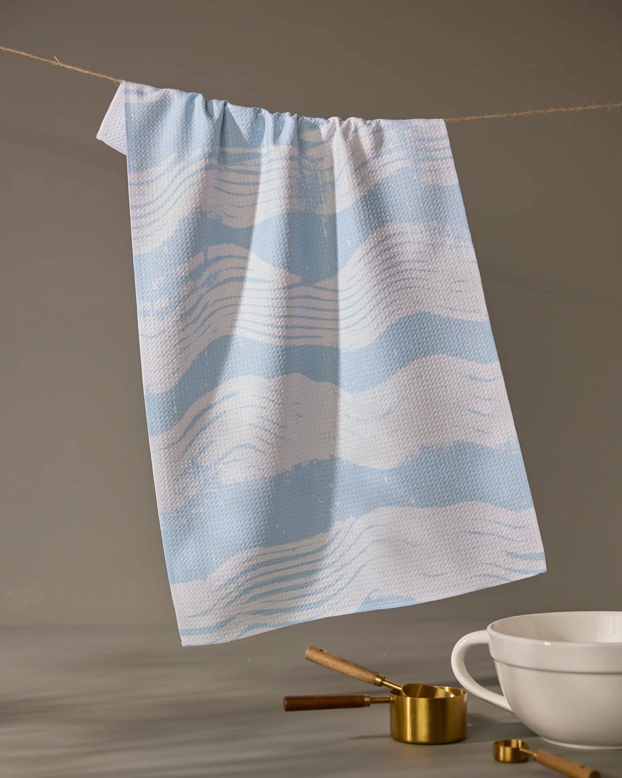 Geometry Brushline Light Blue Tea Towel