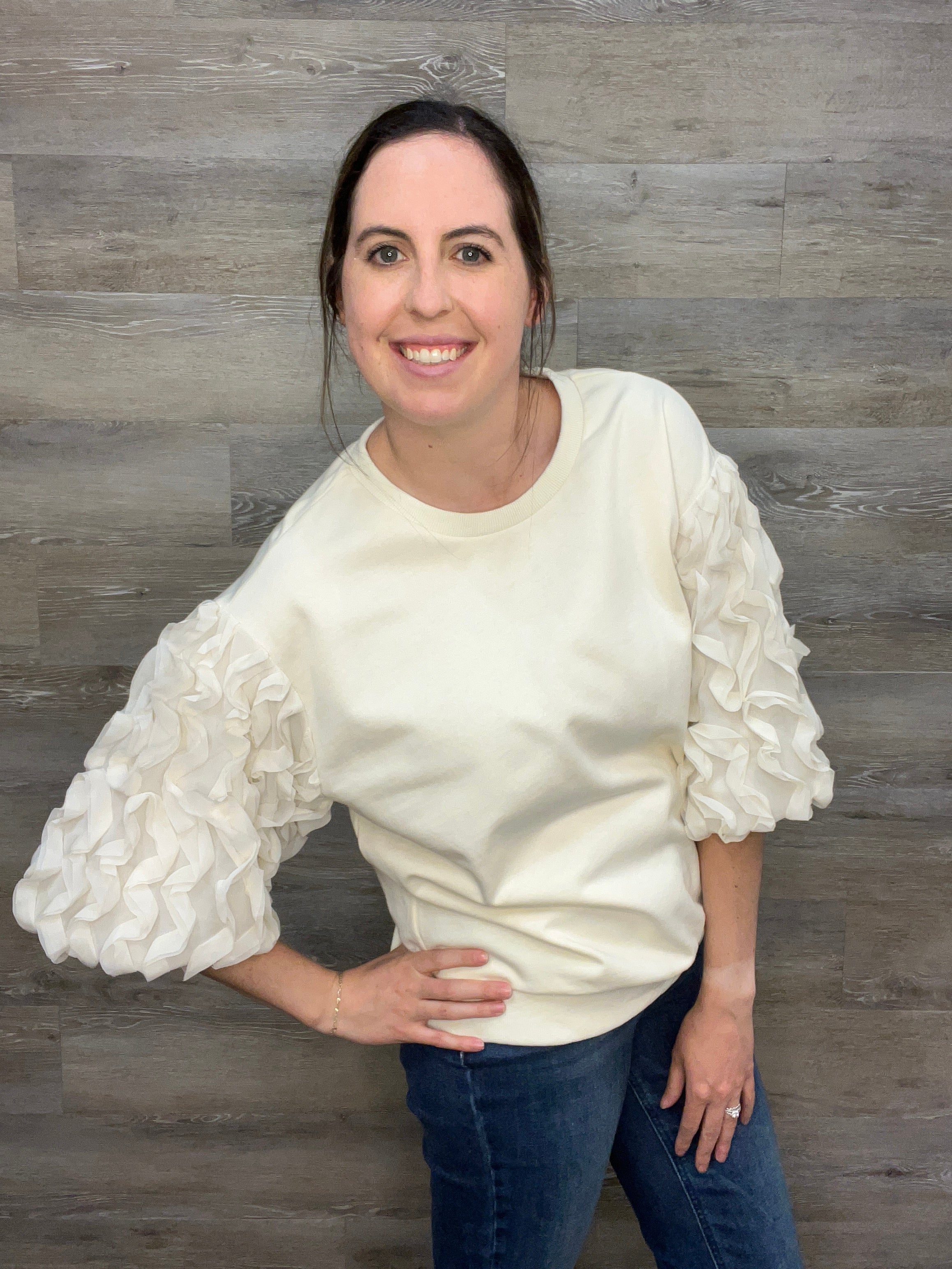 Half Bubble Sleeve Top