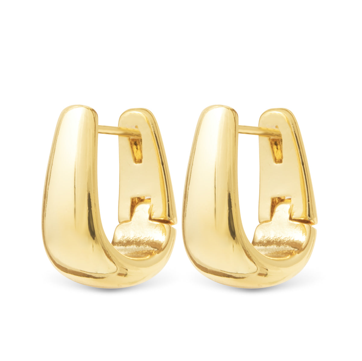 Edna Polished Elongated Huggie Earrings - Gold