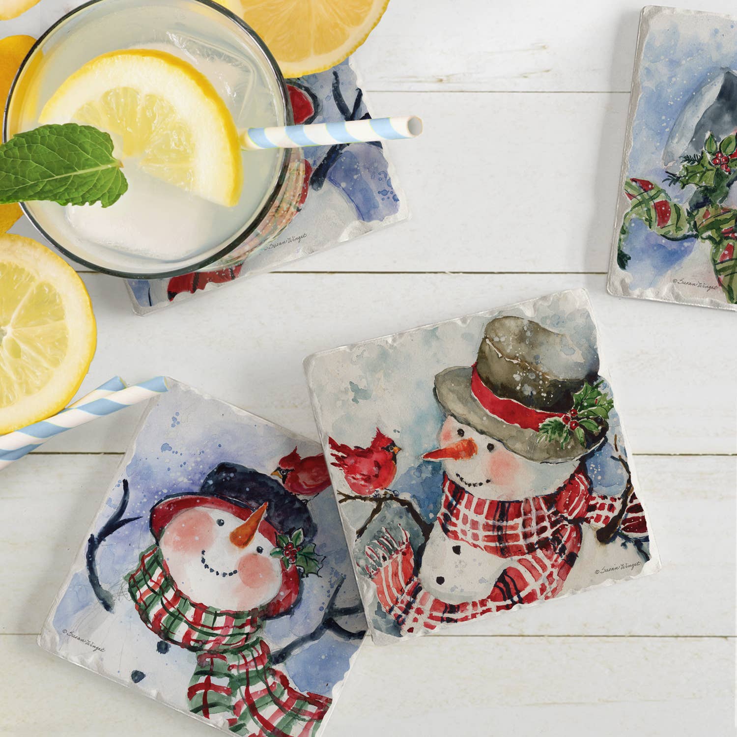 Watercolor Snowman Coaster 4 Pk