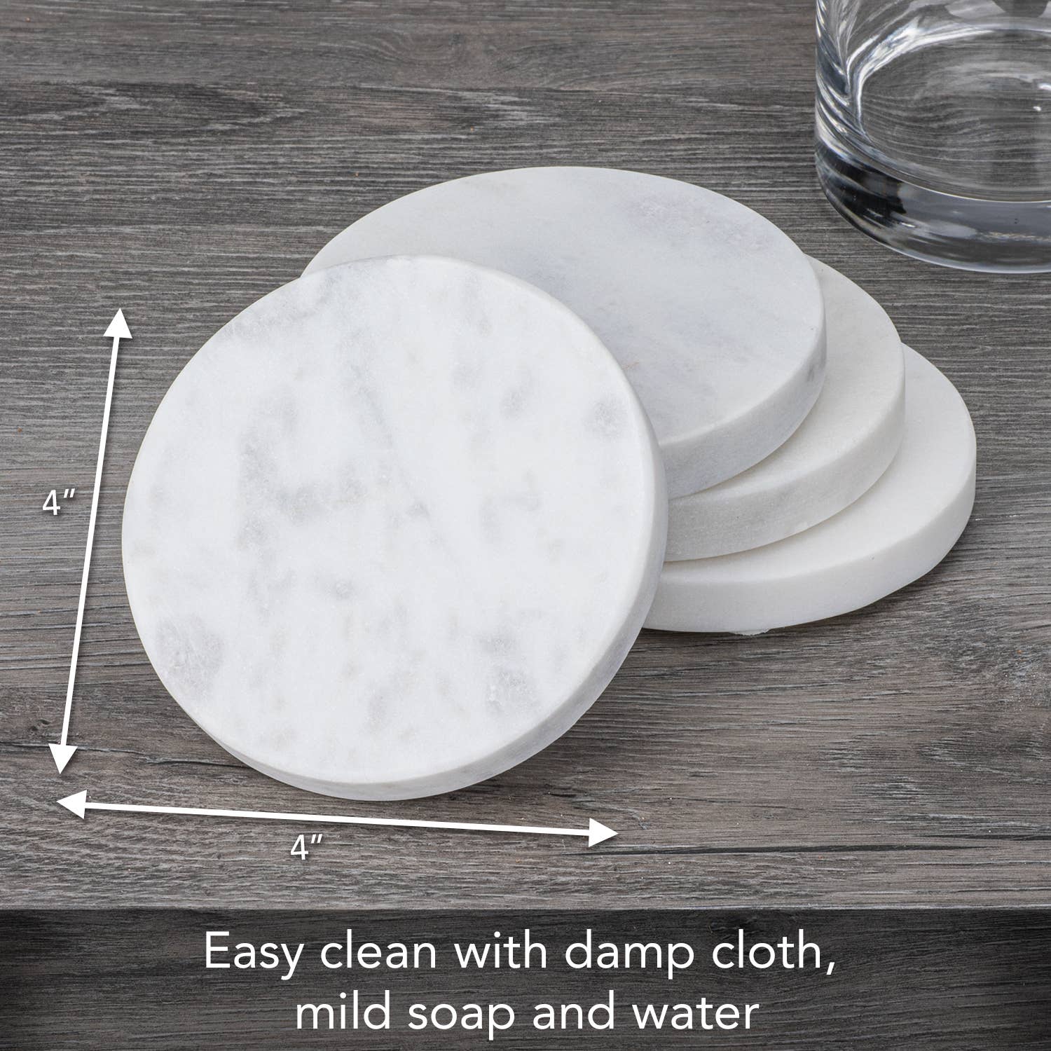 Thirstystone Natural White Marble Round Coasters 4pk