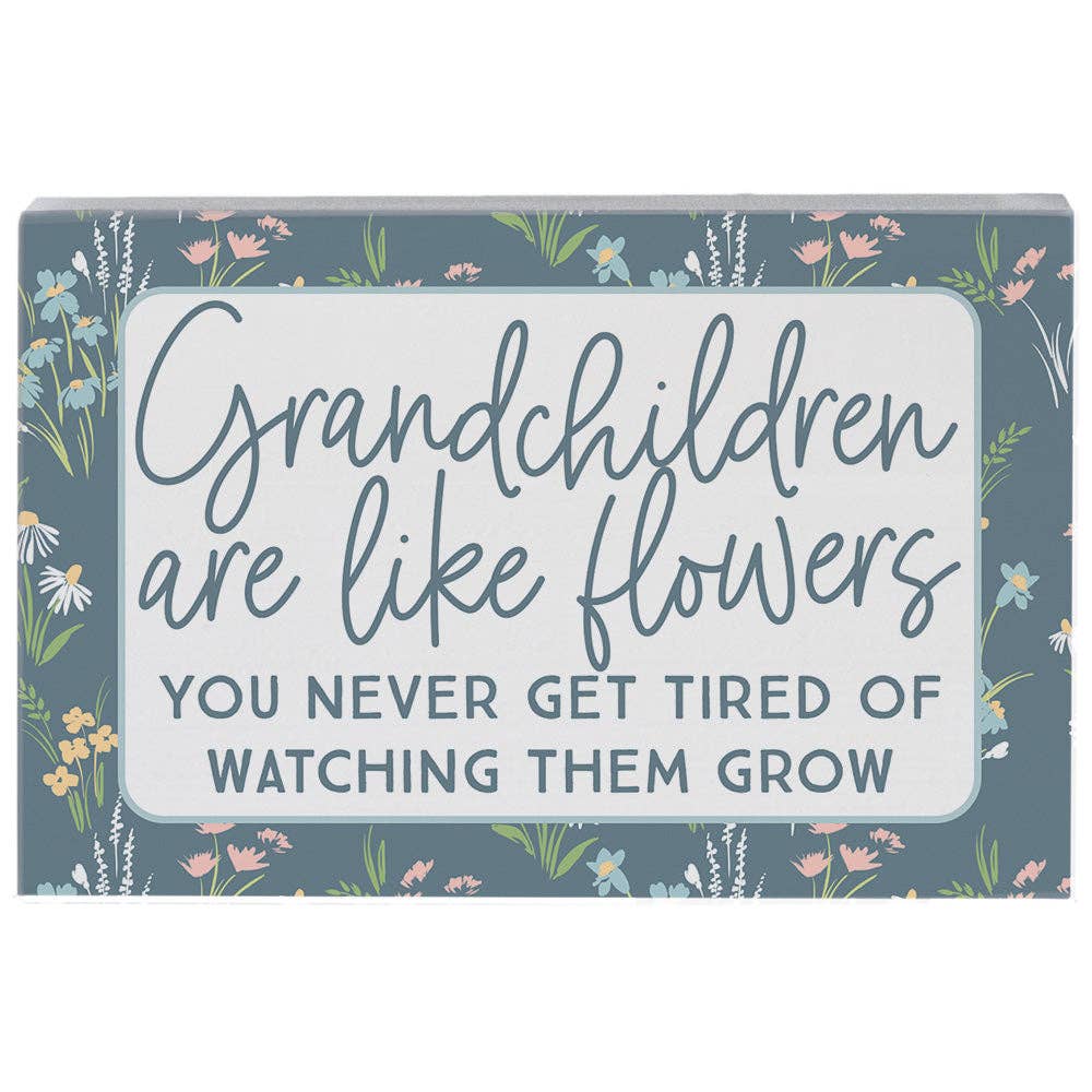 Grandchildren Flowers Small Rectangle Sign