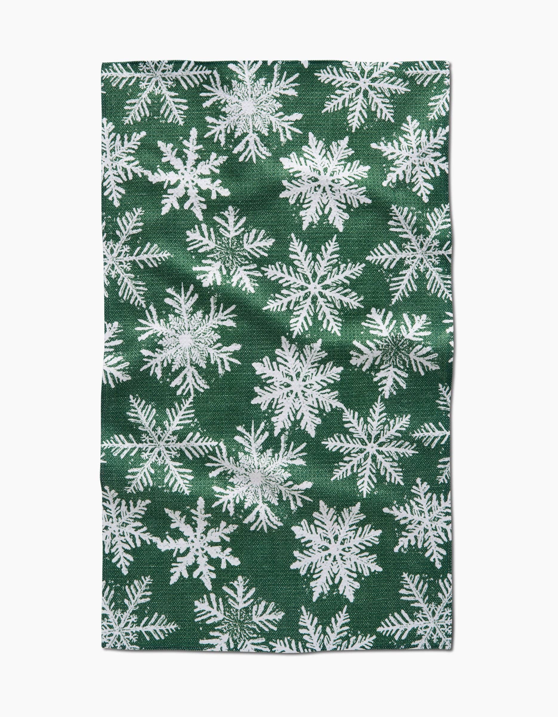 Geometry Snowy Days Green Tea Towel