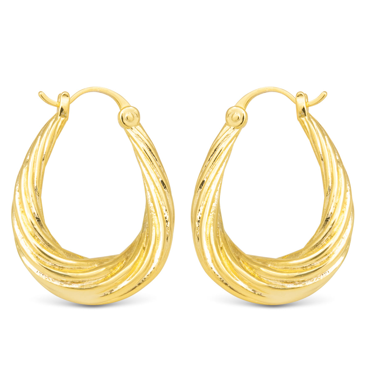Lucy Polished Chunky Twisted Rib Gold Hoops