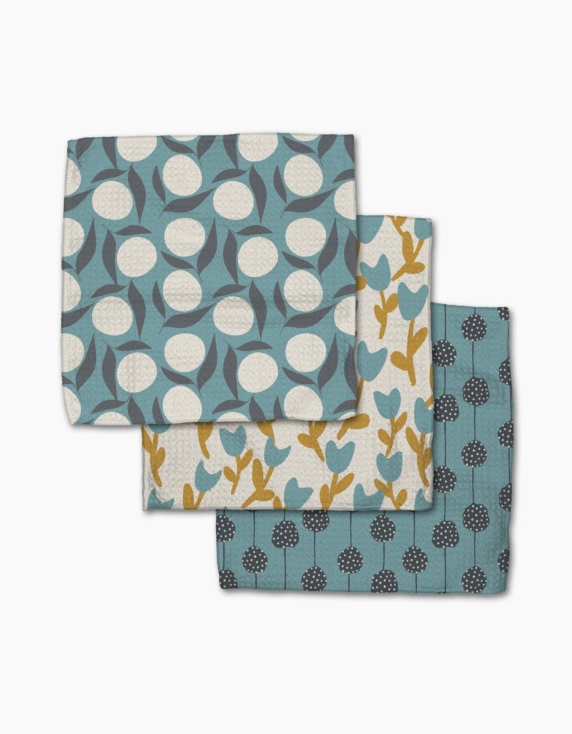 Geometry Polka Dot Blooms Dishcloth Set