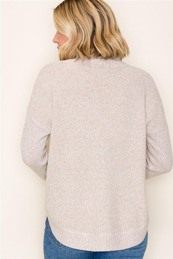 Slouchy Turtle Neck Waffle Sweater