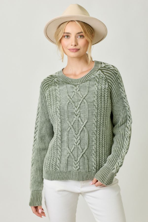Washed Cable Sweater