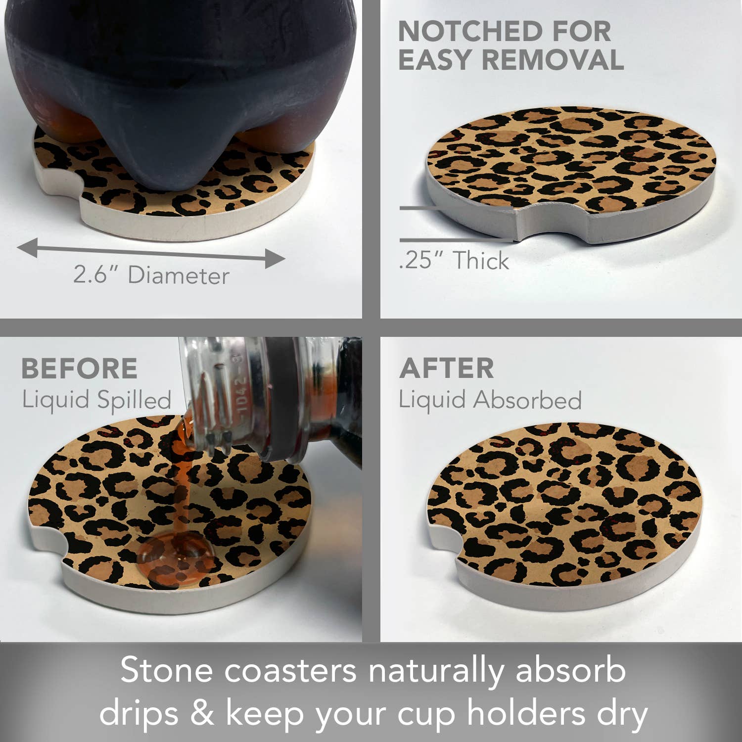 Leopard Print Car Coaster 1 Pk