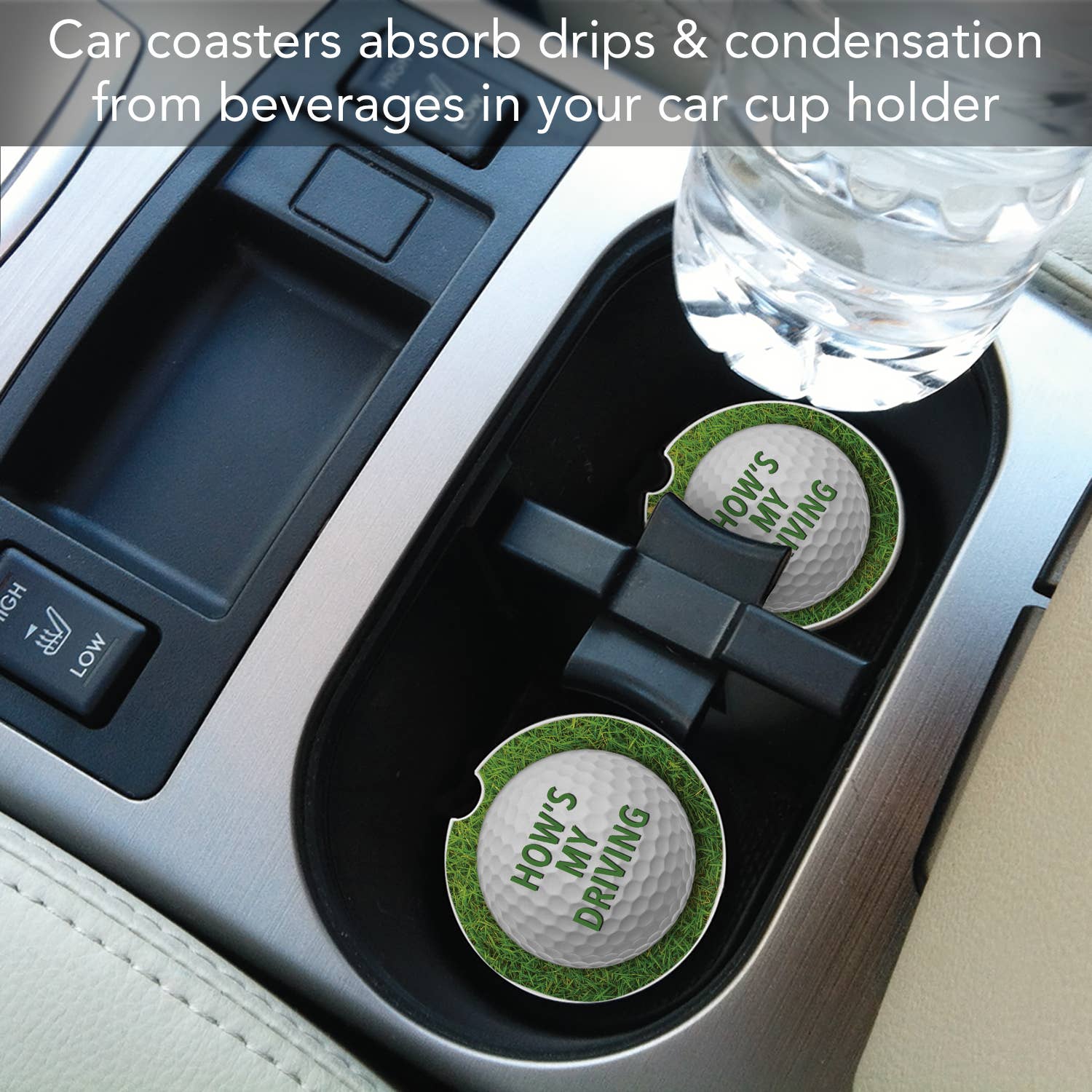 How's My Driving Absorbent Stone Car Coaster 1 Pk